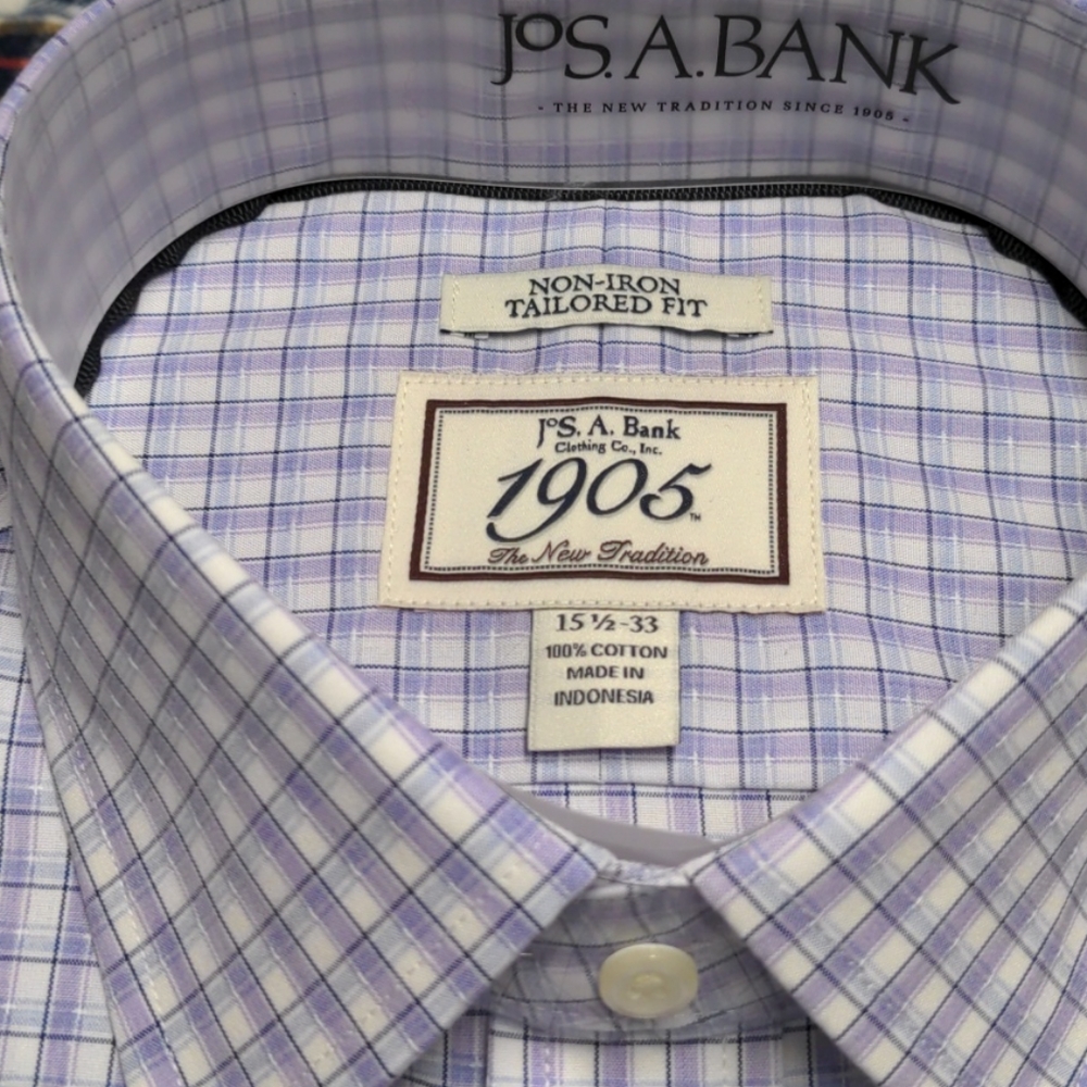 Jos A Bank purple plaid dress shirt